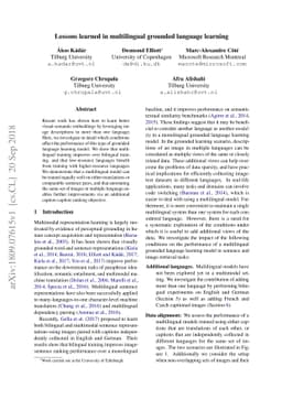 Lessons learned in multilingual grounded language learning