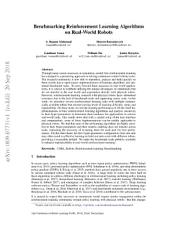 Benchmarking Reinforcement Learning Algorithms on Real-World Robots