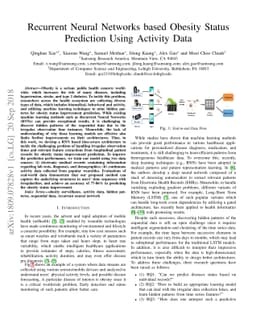 Recurrent Neural Networks based Obesity Status Prediction Using Activity
  Data