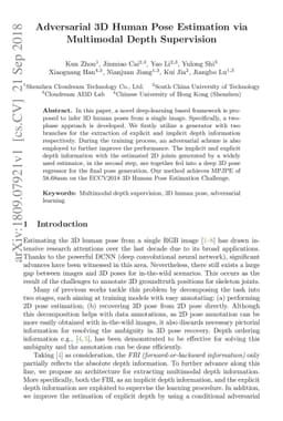 Adversarial 3D Human Pose Estimation via Multimodal Depth Supervision