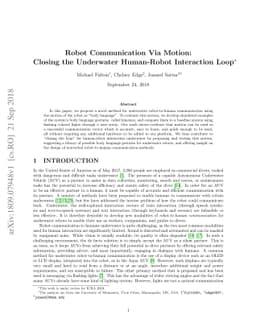 Robot Communication Via Motion: Closing the Underwater Human-Robot
  Interaction Loop