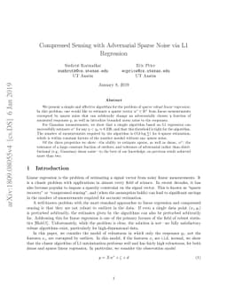 Compressed Sensing with Adversarial Sparse Noise via L1 Regression