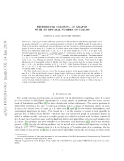 Distributed coloring of graphs with an optimal number of colors
