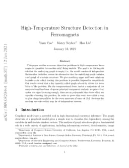 High-Temperature Structure Detection in Ferromagnets