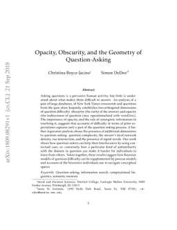 Opacity, Obscurity, and the Geometry of Question-Asking
