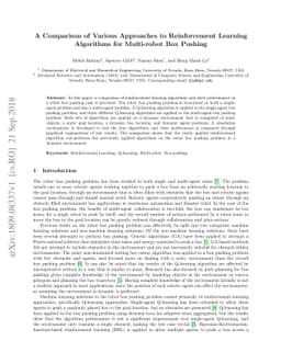 A Comparison of Various Approaches to Reinforcement Learning Algorithms
  for Multi-robot Box Pushing