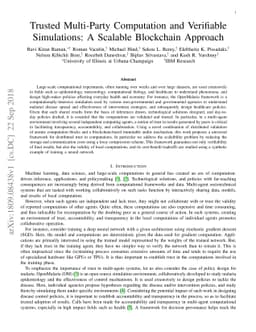 Trusted Multi-Party Computation and Verifiable Simulations: A Scalable
  Blockchain Approach