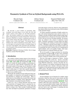 Parametric Synthesis of Text on Stylized Backgrounds using PGGANs