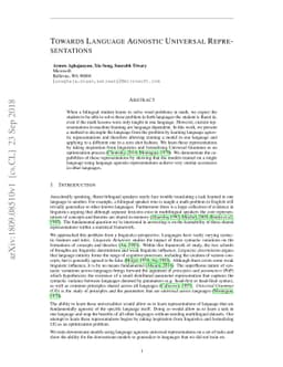 Towards Language Agnostic Universal Representations