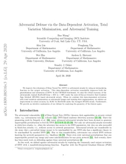 Adversarial Defense via Data Dependent Activation Function and Total
  Variation Minimization