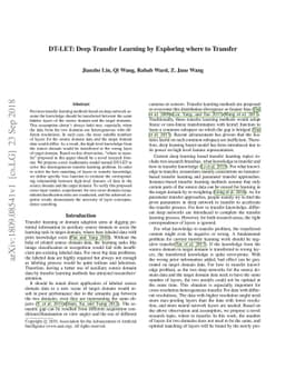 DT-LET: Deep Transfer Learning by Exploring where to Transfer