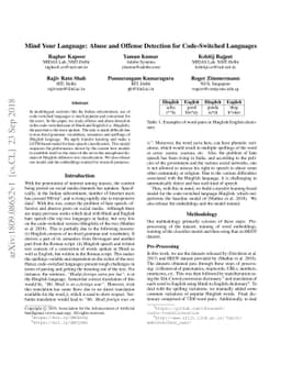 Mind Your Language: Abuse and Offense Detection for Code-Switched
  Languages