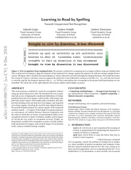 Learning to Read by Spelling: Towards Unsupervised Text Recognition