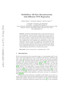 MobileFace: 3D Face Reconstruction with Efficient CNN Regression