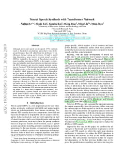 Neural Speech Synthesis with Transformer Network