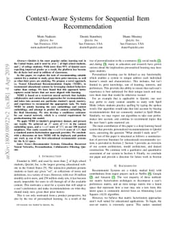 Context-Aware Systems for Sequential Item Recommendation