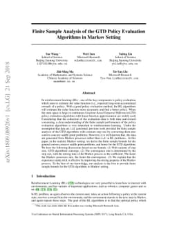 Finite Sample Analysis of the GTD Policy Evaluation Algorithms in Markov
  Setting