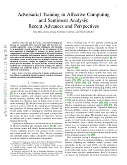 Adversarial Training in Affective Computing and Sentiment Analysis:
  Recent Advances and Perspectives