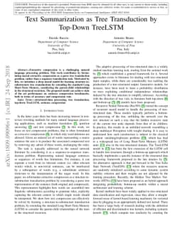 Text Summarization as Tree Transduction by Top-Down TreeLSTM