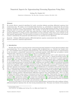 Numerical Aspects for Approximating Governing Equations Using Data