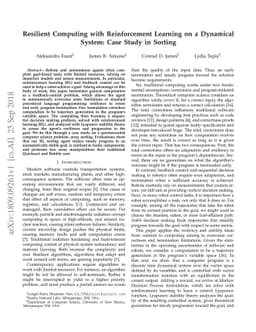 Resilient Computing with Reinforcement Learning on a Dynamical System:
  Case Study in Sorting