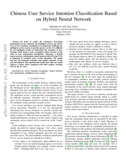 Chinese User Service Intention Classification Based on Hybrid Neural
  Network