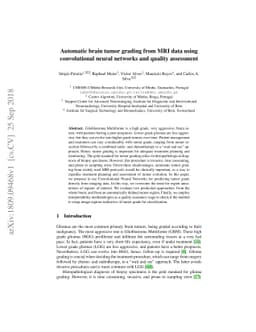 Automatic brain tumor grading from MRI data using convolutional neural
  networks and quality assessment