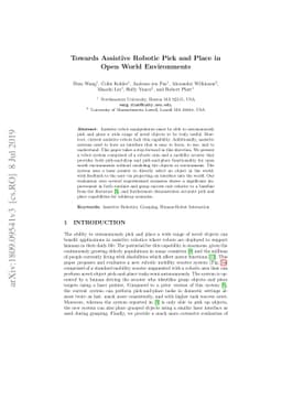 Towards Assistive Robotic Pick and Place in Open World Environments