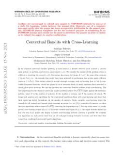 Contextual Bandits with Cross-learning