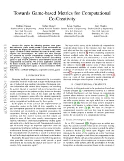 Towards Game-based Metrics for Computational Co-creativity