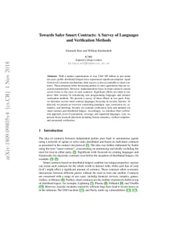 Towards Safer Smart Contracts: A Survey of Languages and Verification
  Methods