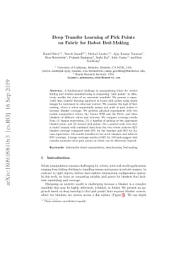 Deep Transfer Learning of Pick Points on Fabric for Robot Bed-Making