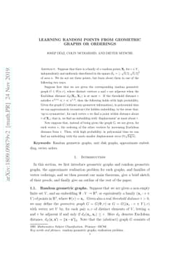 Learning random points from geometric graphs or orderings