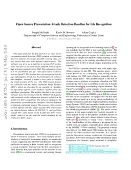 Open Source Presentation Attack Detection Baseline for Iris Recognition