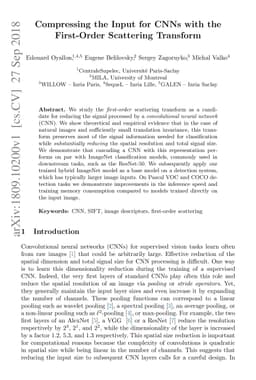 Compressing the Input for CNNs with the First-Order Scattering Transform