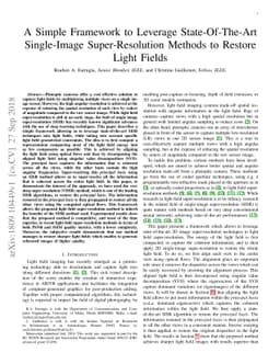 A Simple Framework to Leverage State-Of-The-Art Single-Image
  Super-Resolution Methods to Restore Light Fields