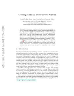 Learning to Train a Binary Neural Network