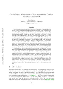 On the Regret Minimization of Nonconvex Online Gradient Ascent for
  Online PCA