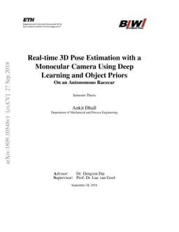 Real-time 3D Pose Estimation with a Monocular Camera Using Deep Learning
  and Object Priors On an Autonomous Racecar