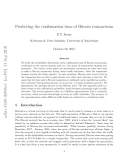 Predicting the confirmation time of Bitcoin transactions