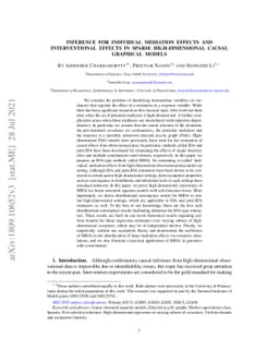 Inference for Individual Mediation Effects and Interventional Effects in
  Sparse High-Dimensional Causal Graphical Models