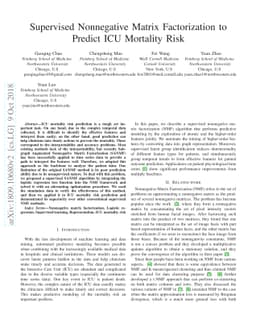 Supervised Nonnegative Matrix Factorization to Predict ICU Mortality
  Risk