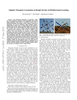 Adaptive Tensegrity Locomotion on Rough Terrain via Reinforcement
  Learning