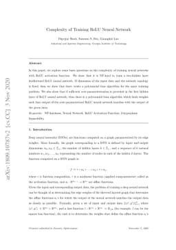 Complexity of Training ReLU Neural Network