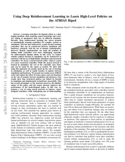 Using Deep Reinforcement Learning to Learn High-Level Policies on the
  ATRIAS Biped