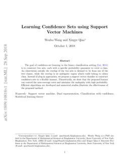 Learning Confidence Sets using Support Vector Machines