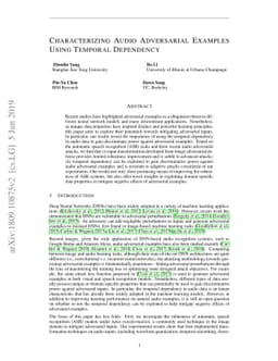 Characterizing Audio Adversarial Examples Using Temporal Dependency