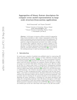 Aggregation of binary feature descriptors for compact scene model
  representation in large scale structure-from-motion applications
