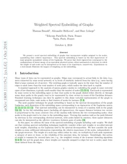 Weighted Spectral Embedding of Graphs