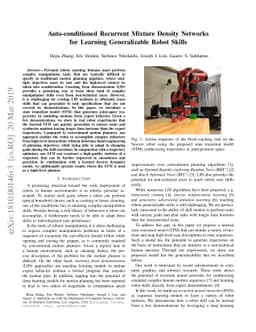 Auto-conditioned Recurrent Mixture Density Networks for Learning
  Generalizable Robot Skills